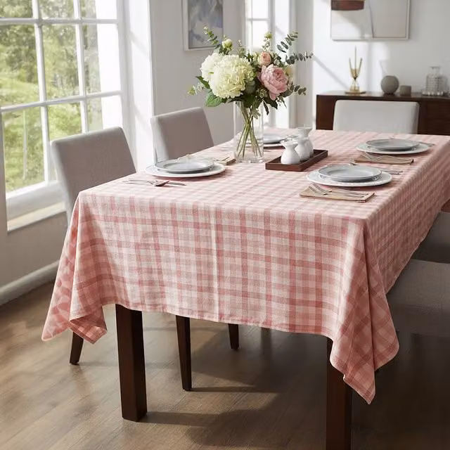 Orsina Pink Striped Cotton Rectangular Tablecloth W/D/H: 180 x 140 cm – 2