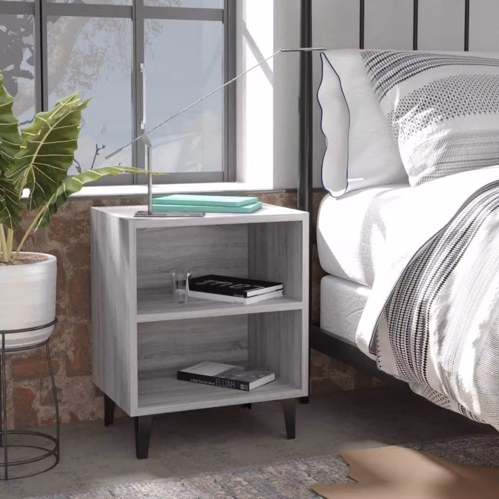 Berkfield Home Bed Cabinet with Metal Legs in Grey Sonoma, W: 40 cm, D: 30 cm, H: 50 cm – 2