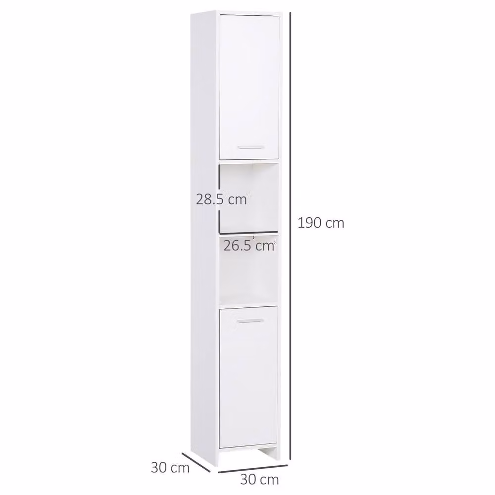STILVORA Modern White MDF Freestanding Storage Cabinet with Hinged Doors and Internal Shelves – 3
