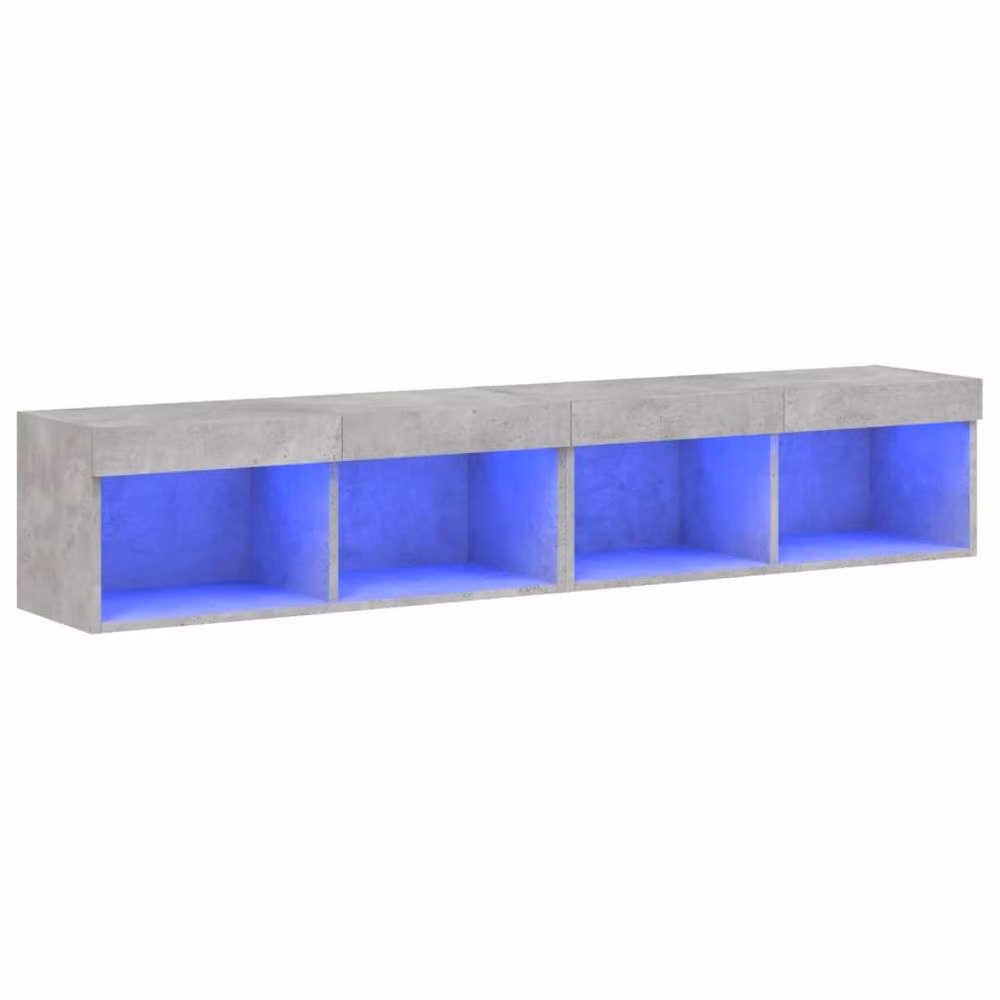 Berkfield Home Set of 2 Modern TV Cabinets with LED Lights in Concrete Grey, W/D/H: 80 x 30 x 30 cm – 2