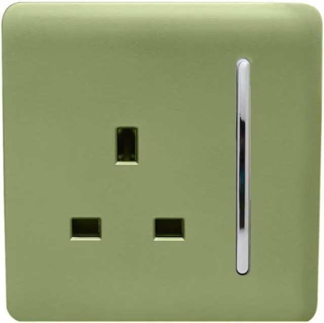Trendi 1 Gang Flush Switched Socket in Green