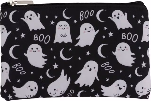 Ghost Black Polyester Flat Pouch Pencil Case