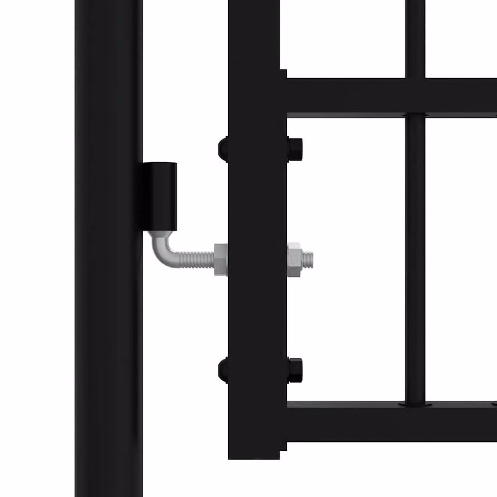 Berkfield Home Spear Top Fence Gate, Black Powder-coated Steel, W: 305 cm, H: 151 cm – 3