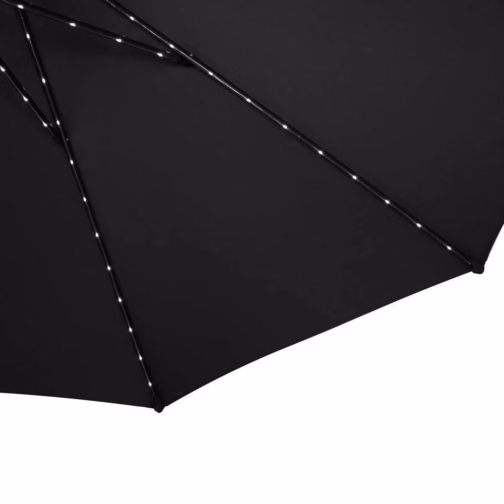 Monstershop LED Tilt Parasol in Black with Steel Frame and Polyester Canopy, Diameter: 270 cm, Height: 238 cm – 5
