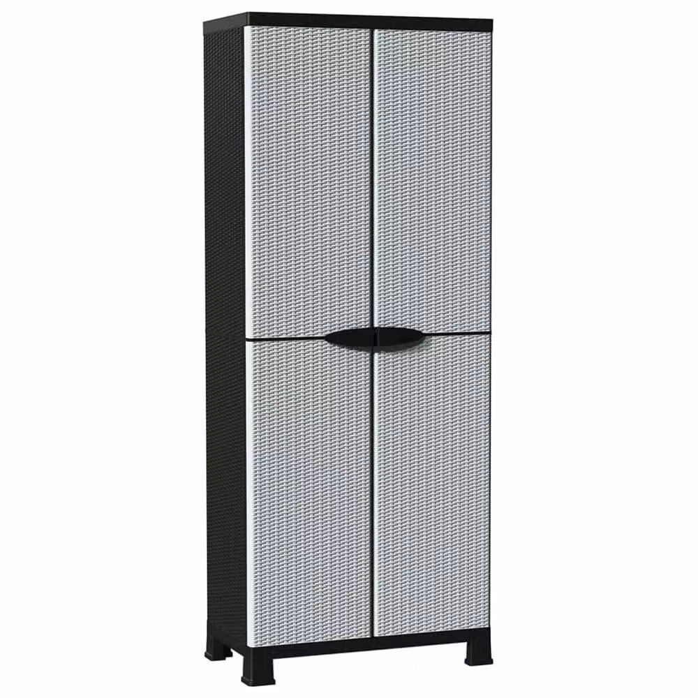 Berkfield Home Grey Plastic Rattan Design Cabinet with Internal Shelves and Lock, W/D/H: 68 x 39 x 171.5 cm – 2