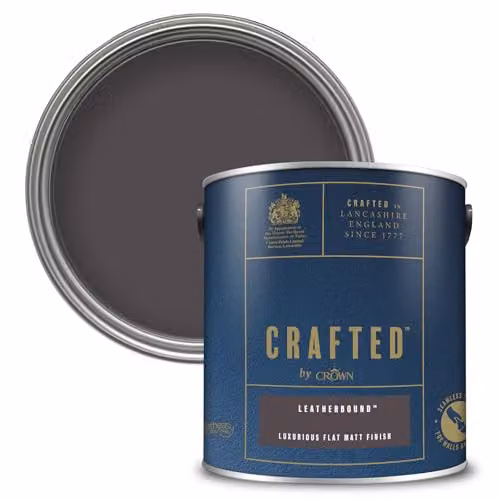 Crown Crafted Leatherbound Matt Emulsion Deep Aubergine Water Based Paint, 2.5L