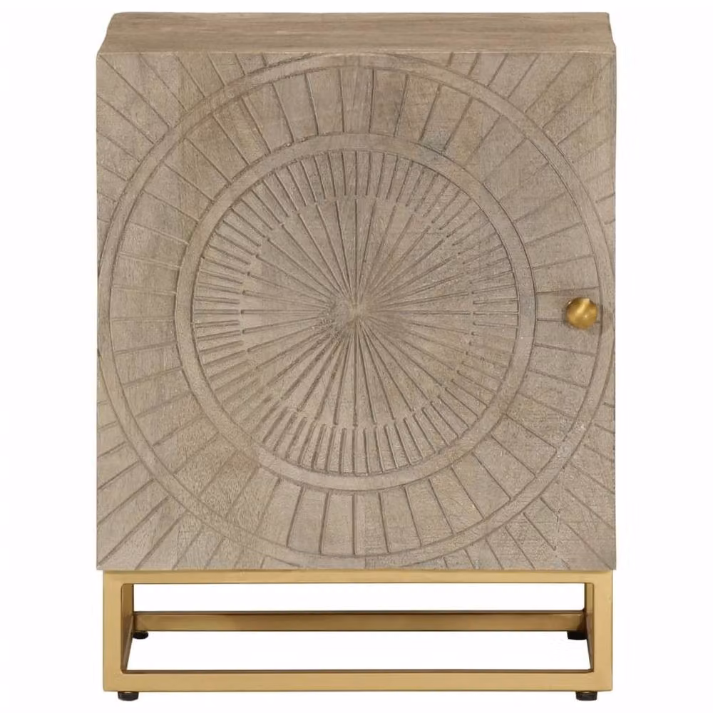Berkfield Home Industrial Mango Wood and Iron Bedside Cabinet in Brown, W/D/H: 40 x 30 x 50 cm – 2