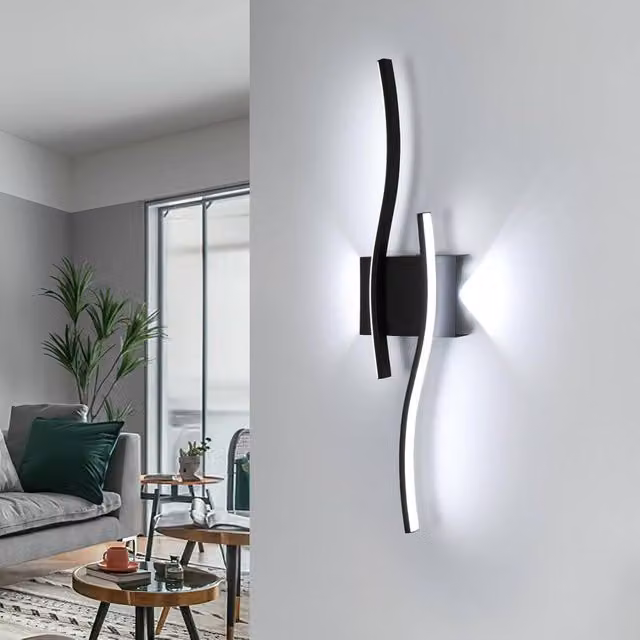 Goeco Modern Black LED Indoor Wall Light with Up and Down Lighting for Bedroom or Hallway – 1