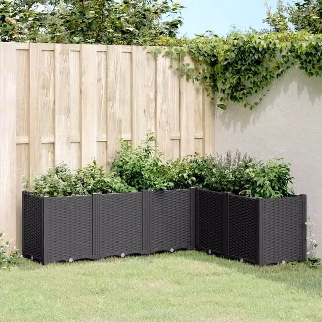 Berkfield Home Black Plastic Garden Planter Tub W: 160 cm, D: 120 cm, H: 53 cm – 1