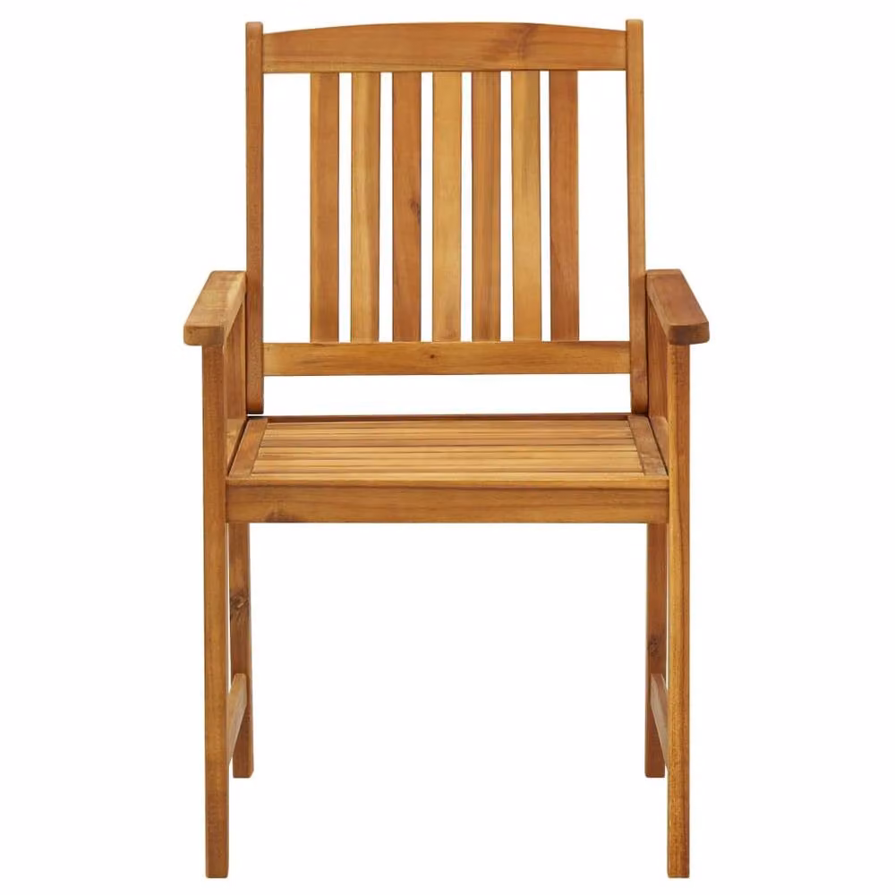 Berkfield Home Set of 4 Rustic Brown Acacia Wood Garden Chairs with Armrests – 2