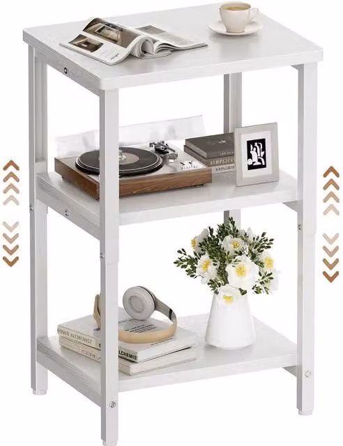 FLAVORA White Height Adjustable Side Table and Nightstand