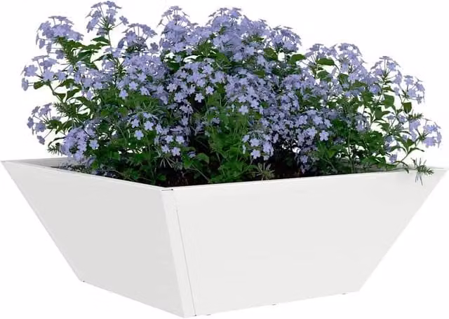Berkfield Home White Steel Garden Bowl Planters, 5 Piece Set, W/D/H: 40 x 40 x 15 cm