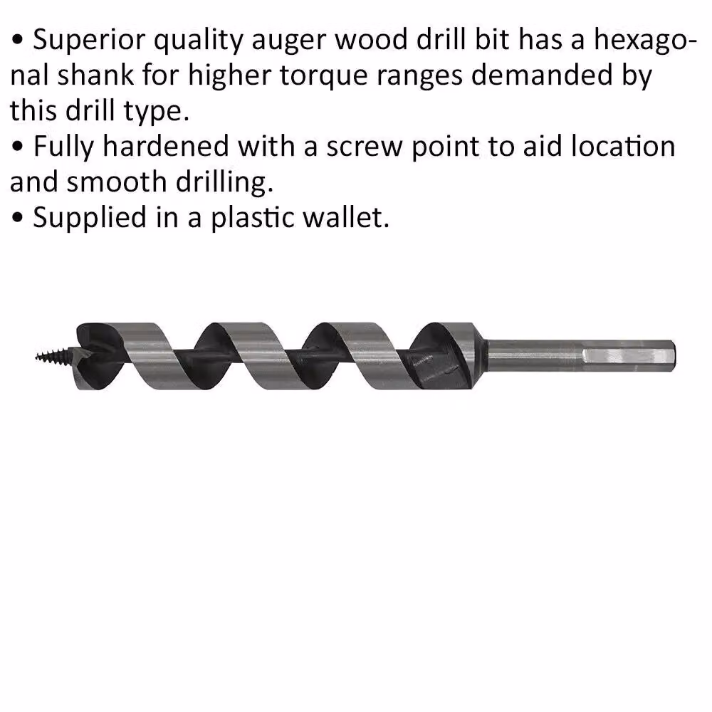 Loops Silver Hardened Auger Wood Drill Bit with Hexagonal Shank, Diameter: 25 mm, Length: 235 mm – 2