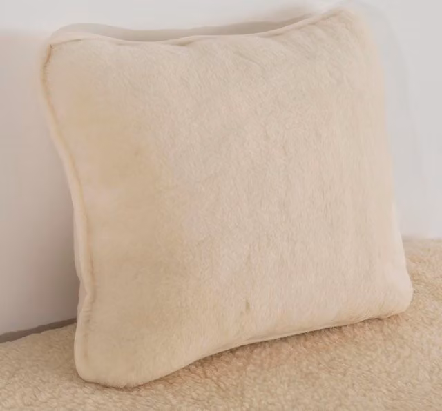 Native Natural White Cashmere Wool Square Pillow, 80 cm