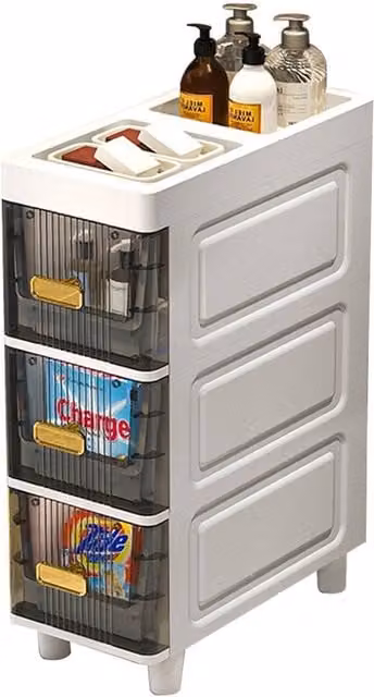 H&O Direct 3-Tier Freestanding Floor-standing Storage Cart in Grey and White