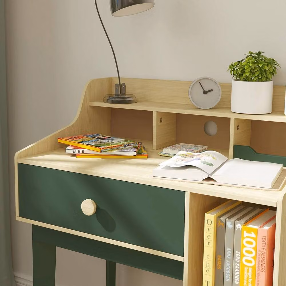 Havendro Childrens Desk, Chair and Storage Shelf Set in Green and Multicolour – 4