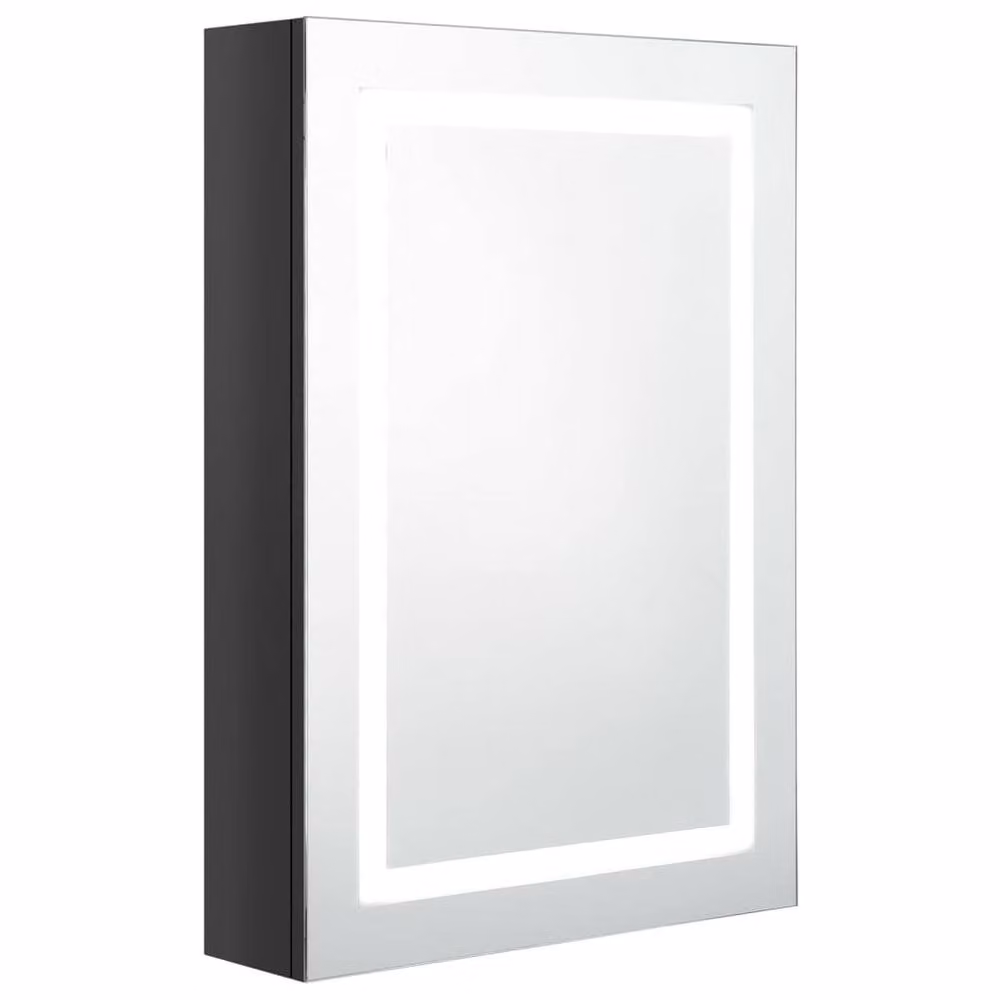 Berkfield Home LED Bathroom Mirror Cabinet in Glossy Black, W/D/H: 50 x 13 x 70 cm – 2