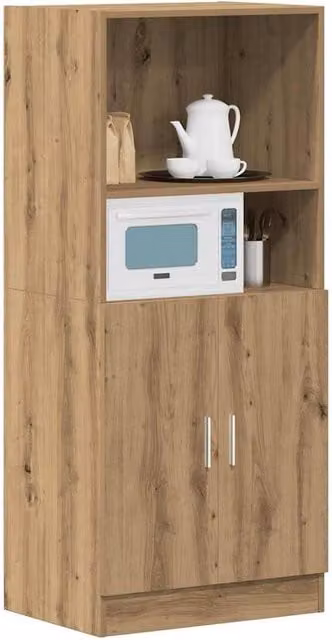 Berkfield Home Artisan Oak Kitchen Cabinet in Brown, W/D/H: 57 x 41.5 x 131.5 cm