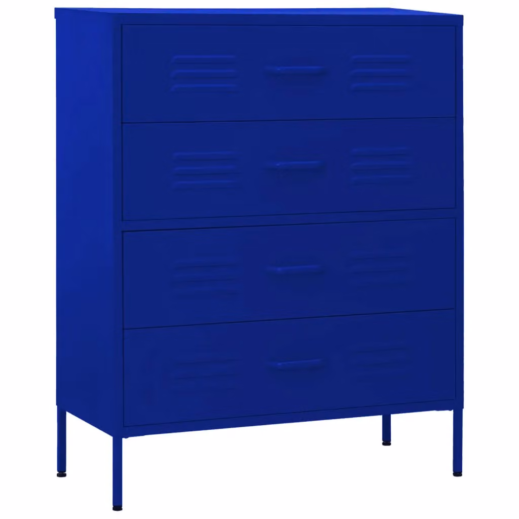 Berkfield Home Navy Blue Metal Chest of Drawers, W: 80 cm, D: 35 cm, H: 101.5 cm – 2