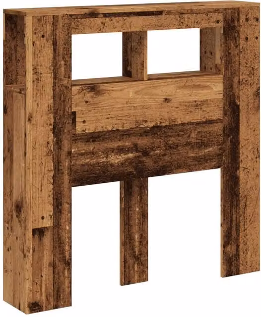 Berkfield Home LED Headboard in Brown Old Wood with Integrated Lighting and Side Compartments, W/D/H: 100 x 18.5 x 103.5 cm – 1