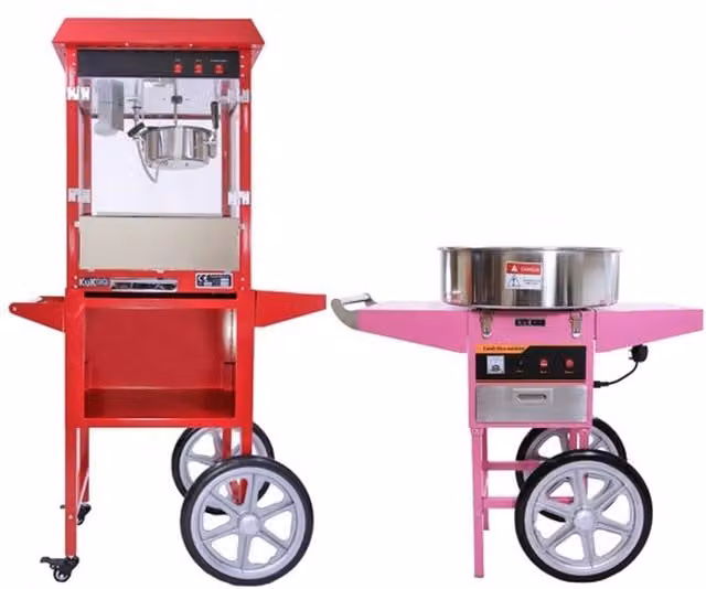 KuKoo 8oz Popcorn and Candy Floss Machine with Cart in Red