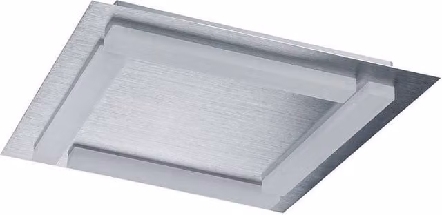 Netlighting Verona Square Ceiling Light, 4-Light Grey Aluminium and Frosted Acrylic LED Luminaire, 20W