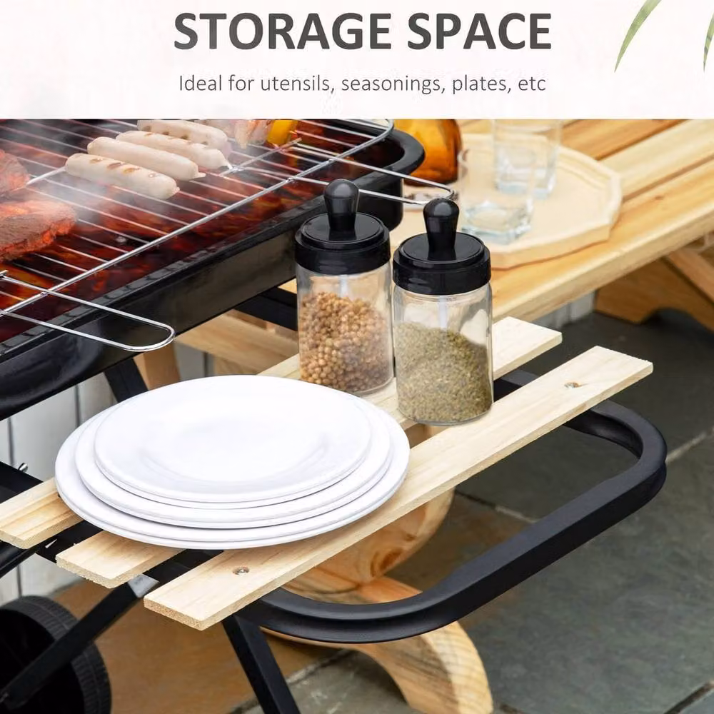 NESTLUNE Foldable Charcoal Trolley Barbecue in Black W/D/H: 100 x 15 x 84 cm – 4