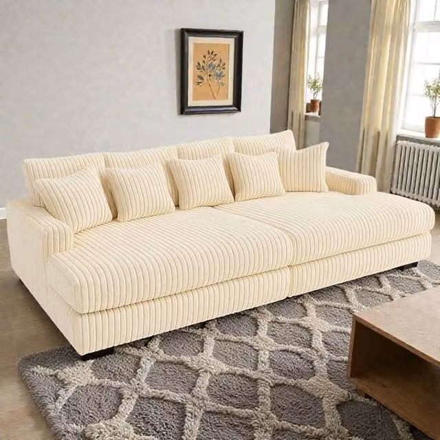 Snug Furniture Birmingham Ltd Large Jumbo Cord 4 Seater Cinema Sofa in Beige