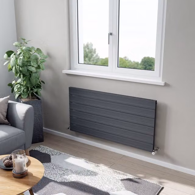 Agadon Rome Designer Aluminium Radiator in Dark Grey, W: 60.3 cm, H: 60.0 cm, D: 60.0 cm – 1