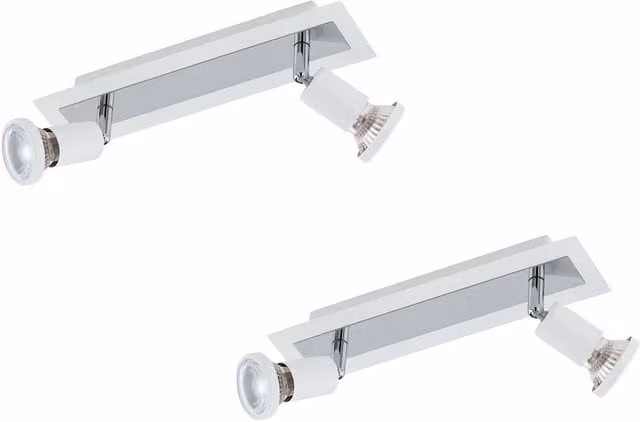 Loops 2 Pack Modern Wall and Ceiling Spot Lights in White and Chrome with GU10 5W Replaceable Bulbs