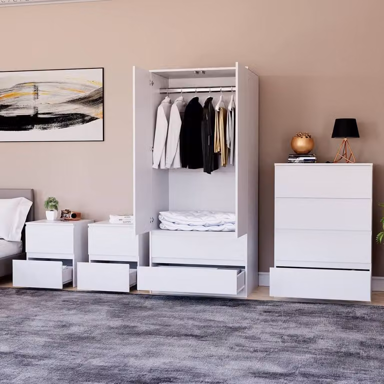 Vida Designs Modern White 4 Piece Bedroom Set