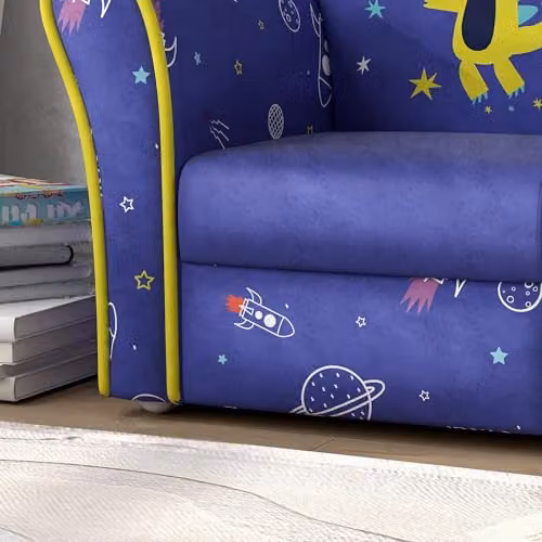 AIYAPLAY Kids Dinosaur Armchair with Wooden Frame, Blue, W: 44 cm, D: 50 cm, H: 39 cm – 9