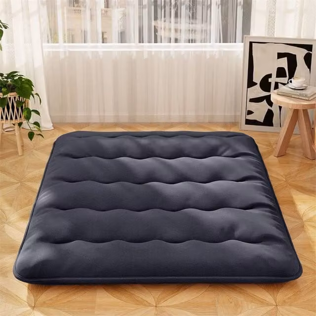 Nordara Grey Fabric Futon Floor Mattress, W/D/H: 200 x 150 x 10 cm