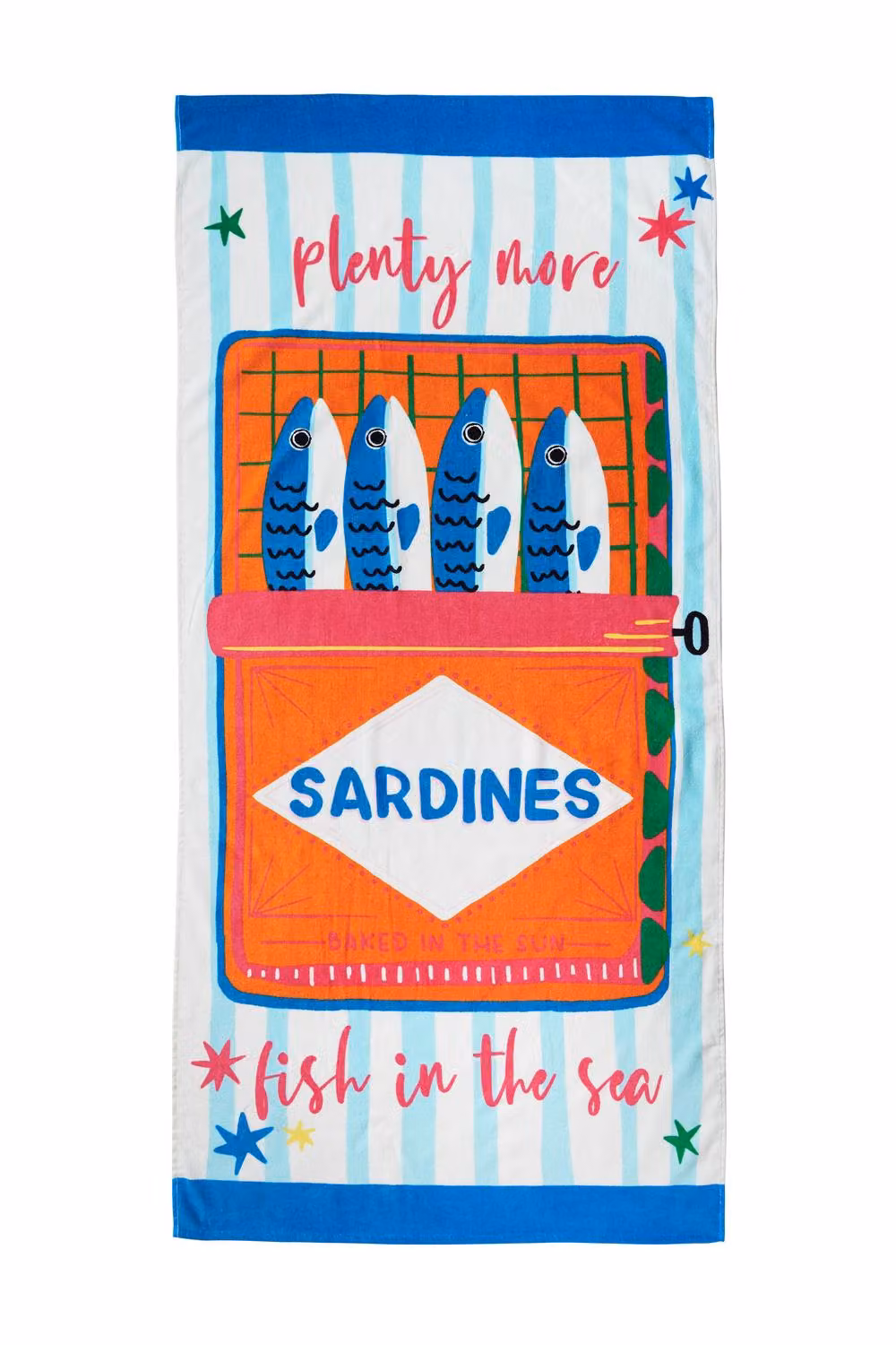 Catherine Lansfield Sardines Cotton Beach Towel, Blue and Multicolour, W/H: 76 x 160 cm – 2