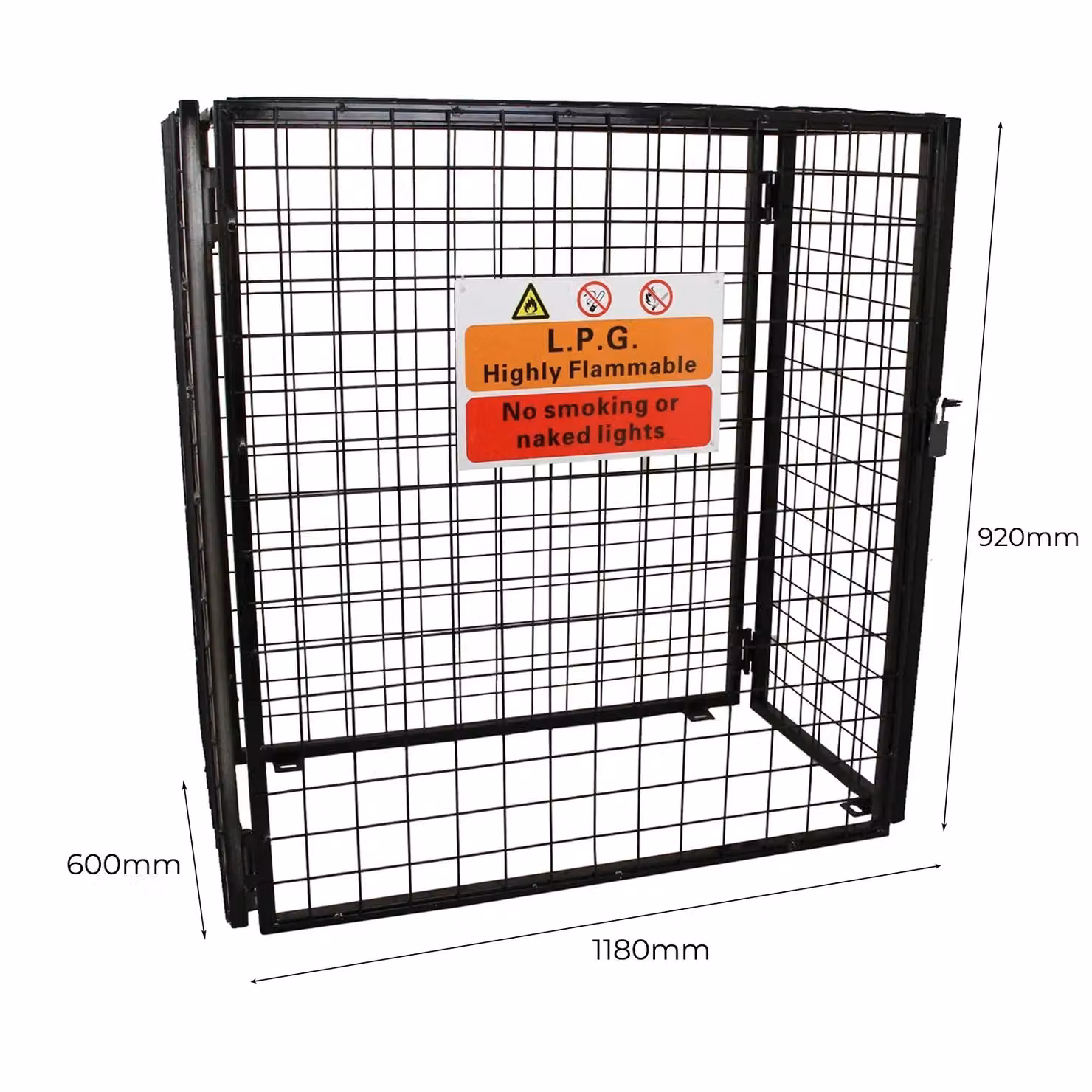 Monstershop Gas Bottle Mesh Cage in Black, Galvanised Steel, W/D/H: 92 x 60 x 23 cm – 5
