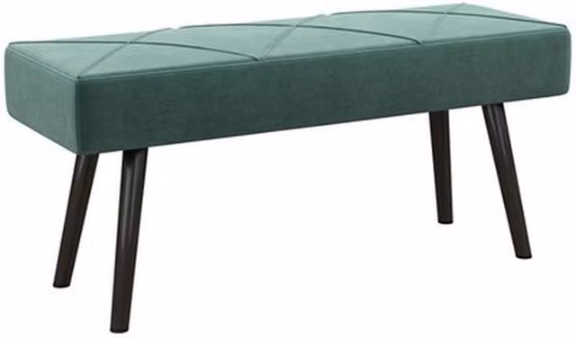 NESTLUNE Modern Upholstered Velvet End of Bed Bench in Green with Metal Legs, W: 100 cm, D: 50 cm – 1