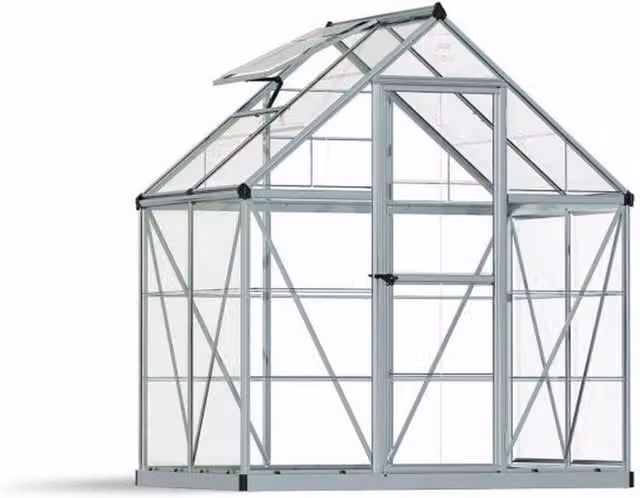 Palram Harmony Greenhouse in Silver with Polycarbonate Panels, W: 185 cm, D: 126 cm, H: 208 cm – 1
