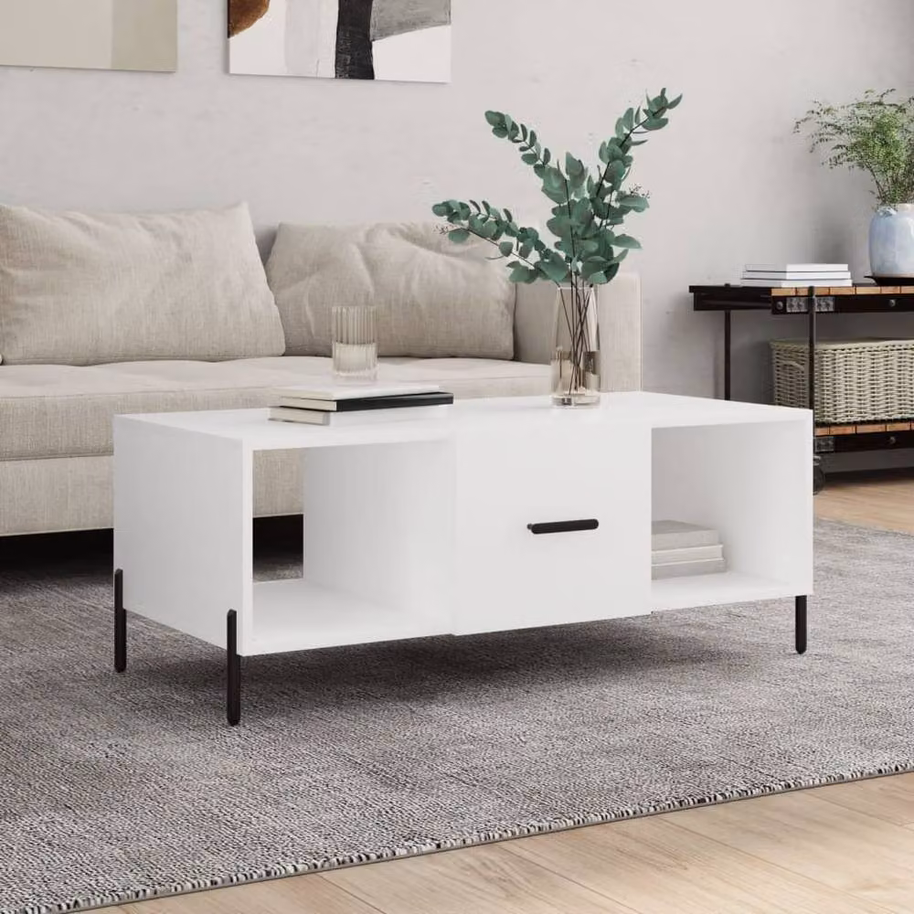 Berkfield Home Modern White Coffee Table, W/D/H: 102 x 50 x 40 cm – 2