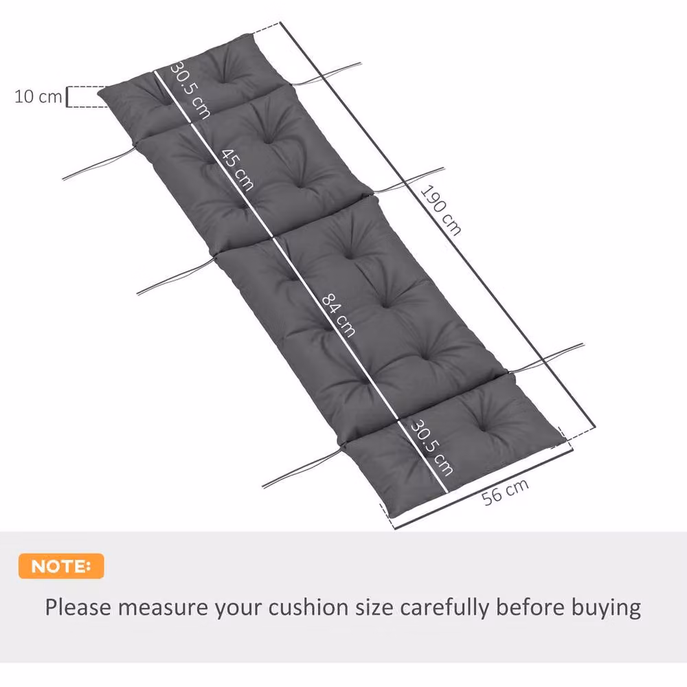 Kelvenix Garden Lounge Chair Cushion, Dark Grey, W: 190 cm, D: 100 cm – 2