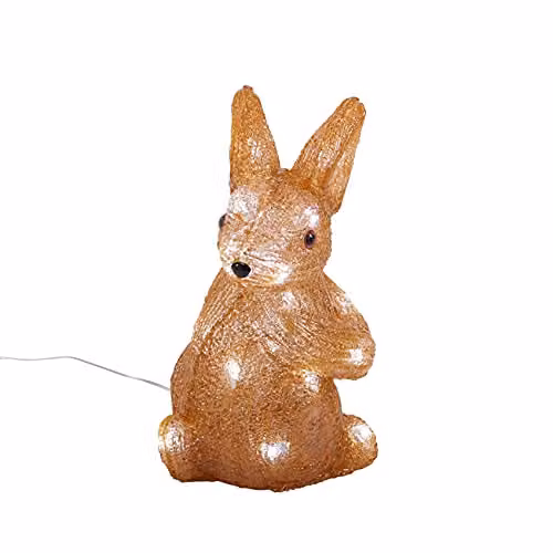Lights4fun Acrylic Bunny Outdoor Christmas Figure with 20 White LEDs, Brown, White and Gold – 2