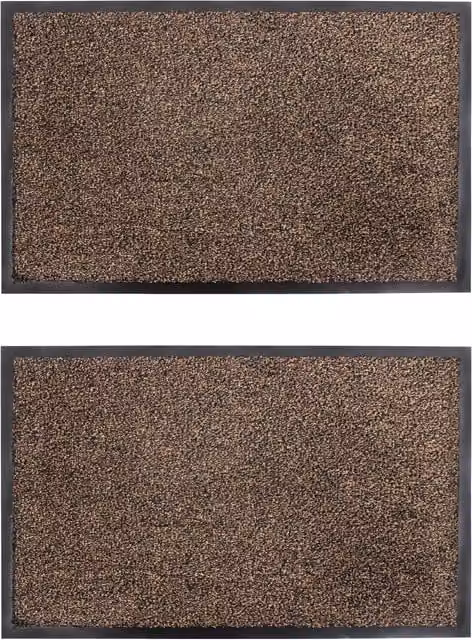 JVL Admiral Brown Striped Microfibre Mat Set of 2, W: 50 cm x D: 80 cm