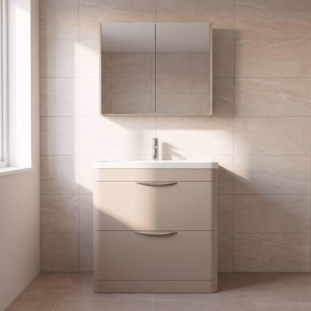 Balterley Aldershawe Freestanding Ceramic Basin in Pebble Grey, Width: 80 cm – 2