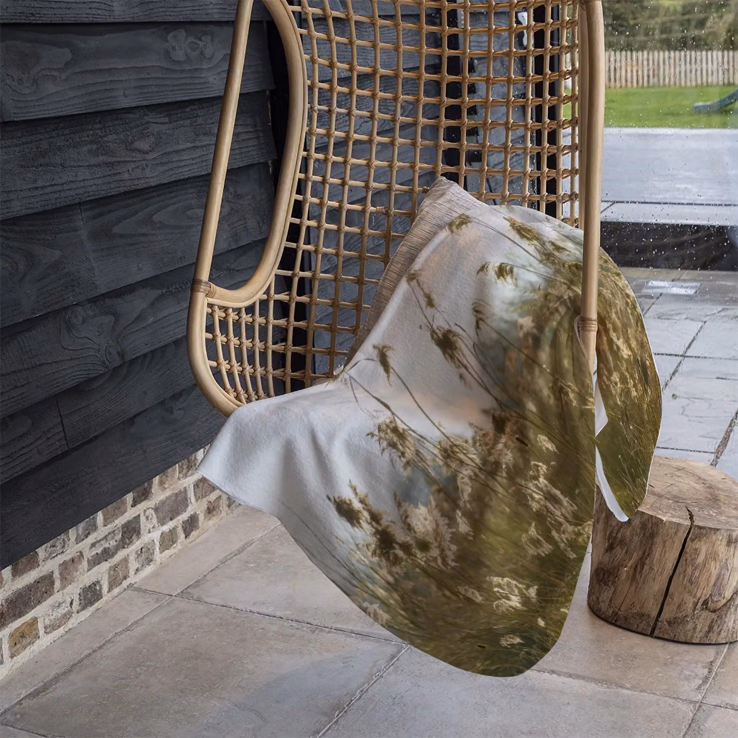 Benjamin Tate Design Plumes Slimbridge Designer Fleece Blanket in Yellow, Beige and Multicolour, W/D/H: 120 x 150 cm – 4