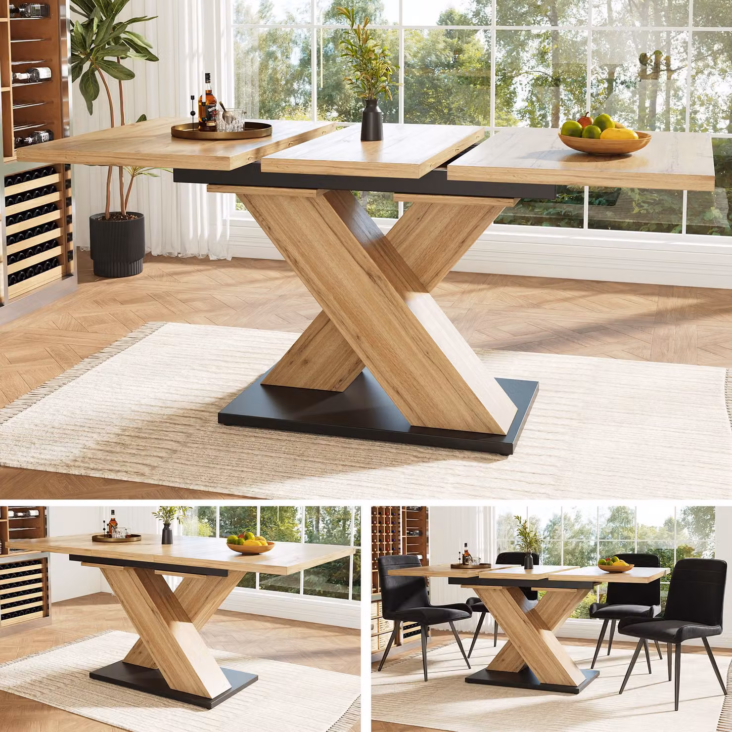 Aosom UK Extendable Rectangular Dining Table in Brown MDF with Adjustable Feet, W/D/H: 119 x 80 x 75 cm – 5