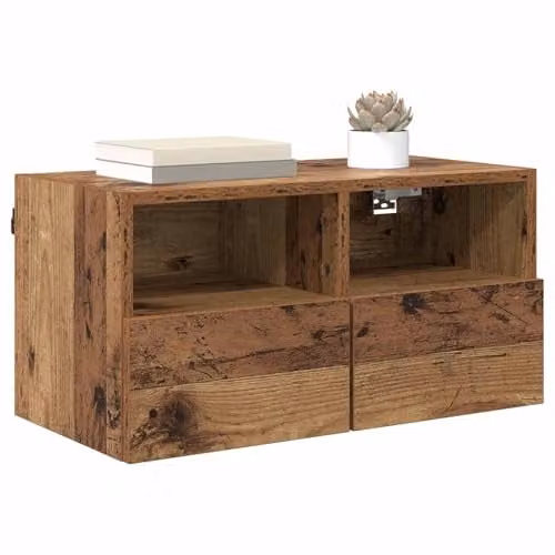 vidaXL Modern Wall Mounted TV Cabinet in Brown, W/D/H: 60 x 30 x 30 cm – 1
