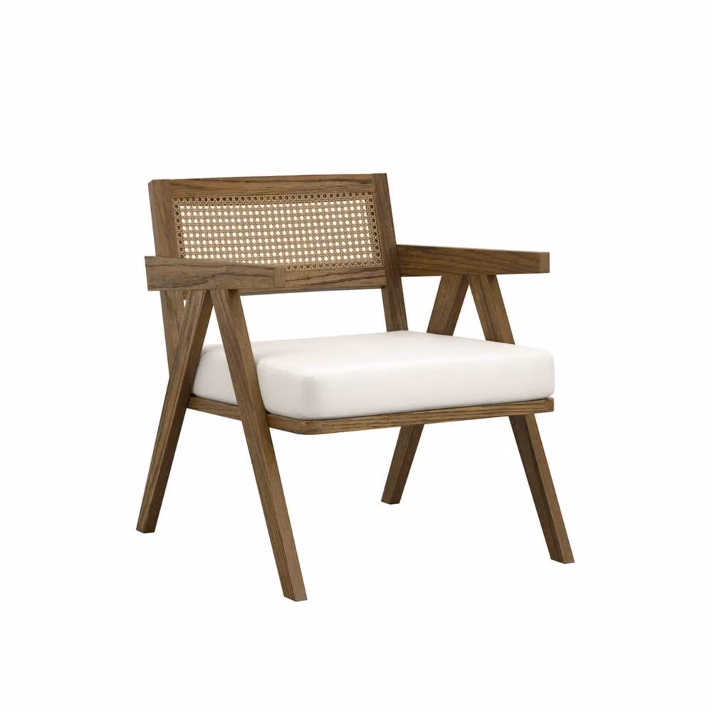 Wyld Haus Martone Beige Woven Accent Armchair with Solid Wood Frame – 2