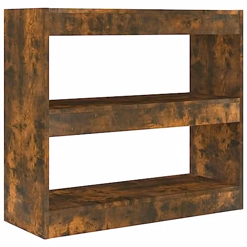 vidaXL Smoked Oak Book Cabinet and Room Divider, Brown, W: 80 cm, D: 30 cm, H: 72 cm – 1