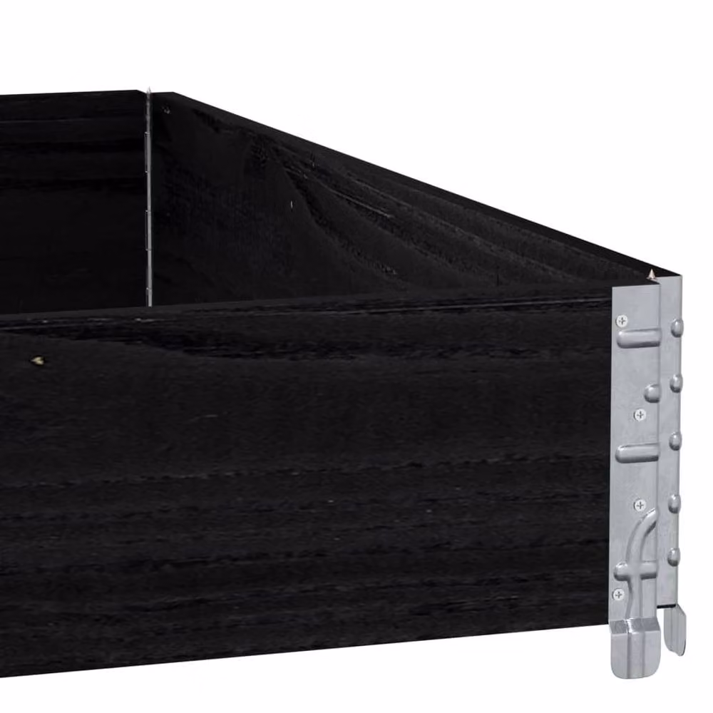 Berkfield Home Practical Garden Planter in Black, Solid Wood and Galvanised Steel, W: 100 cm – 4