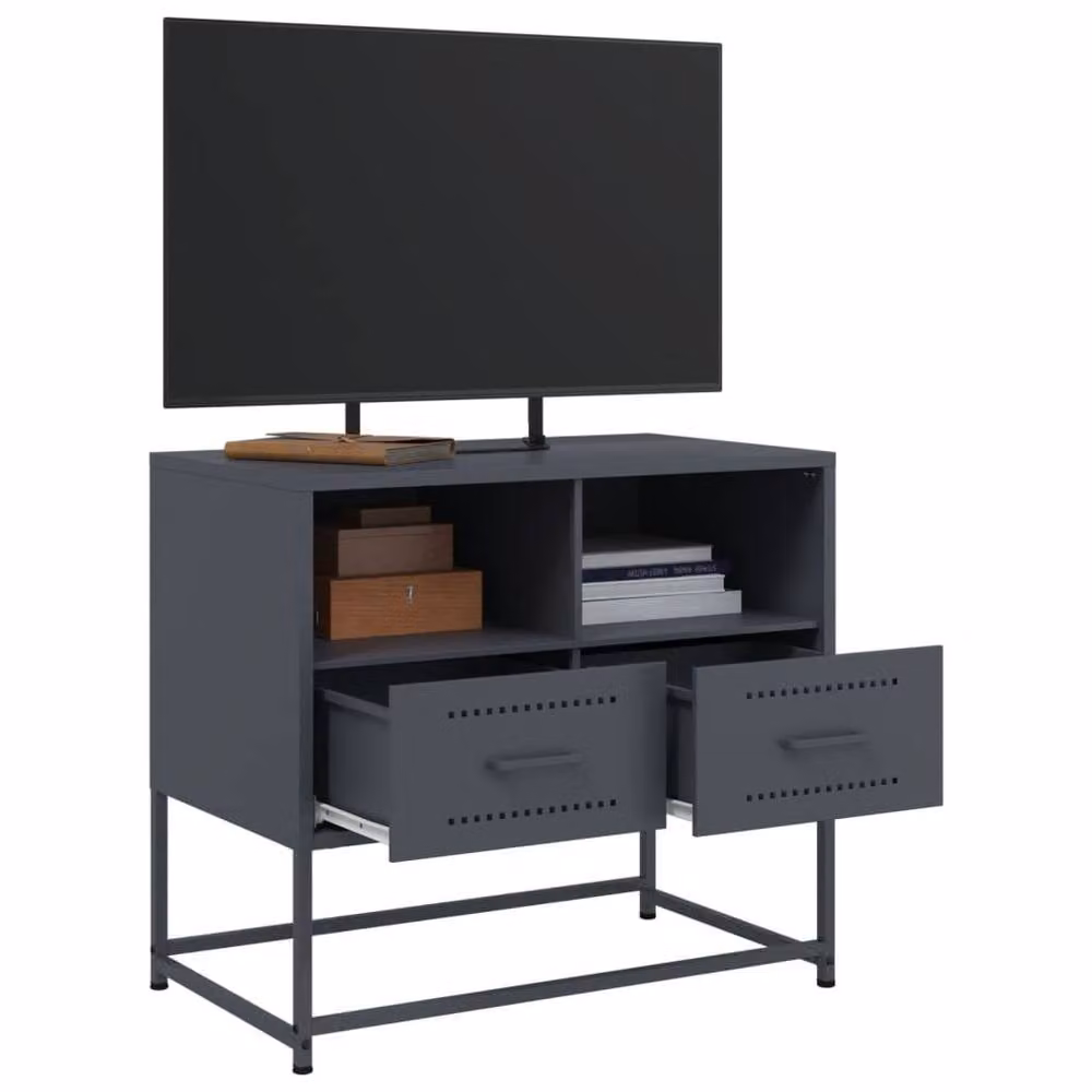 Berkfield Home TV Cabinet in Anthracite Grey Metal, W/D/H: 68 x 39 x 60.5 cm – 4