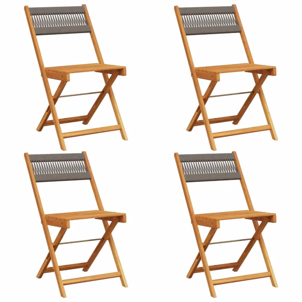 Berkfield Home Set of 4 Folding Garden Chairs in Grey Acacia Wood – 2